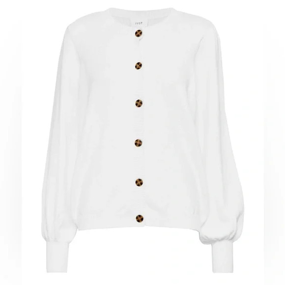 Just Female Beate Knit White Button Up Cardigan Sweater Size XS NWT $103 - Picture 1 of 6